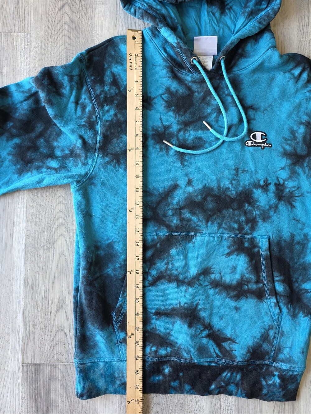 Champion Blue & Black Tie-Dye Hoodie, Small - Picture 10 of 11